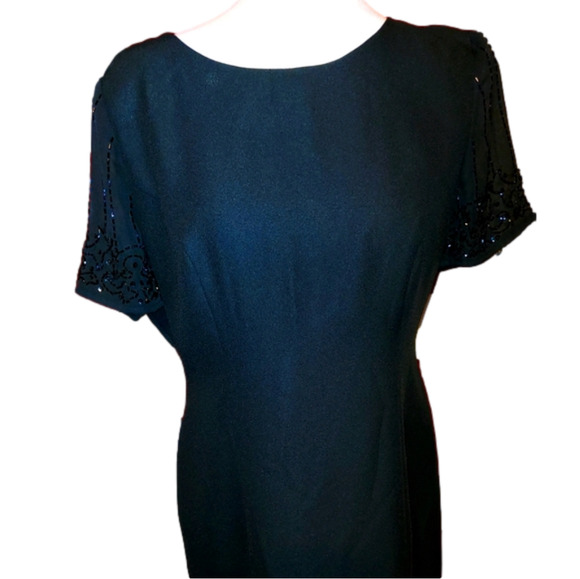 Vintage Dresses & Skirts - Vintage Black Beaded Cocktail Party Dress M